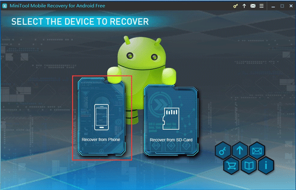 Interface principal do MiniTool Mobile Recovery para Android