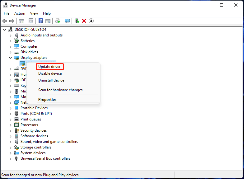 Driver de GPU de atualização do Windows 11