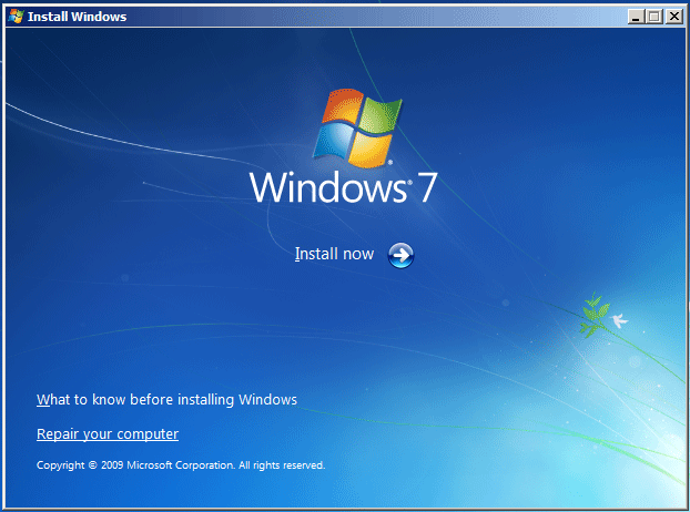 cài đặt ngay bây giờ Windows 7