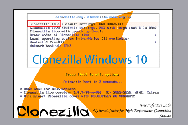 Clonezilla Windows 10