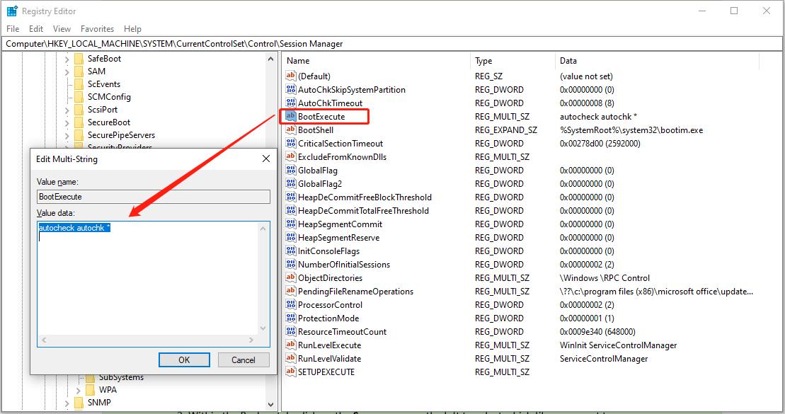 Проверьте ошибки на диске с помощью редактора реестра