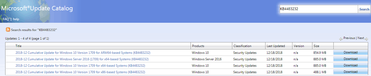Site do Catálogo do Microsoft Update
