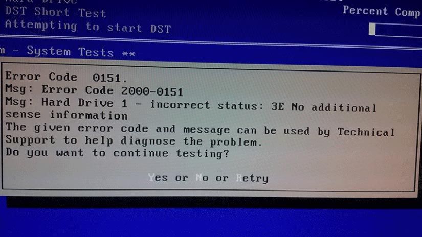 Код ошибки Dell 2000-0151