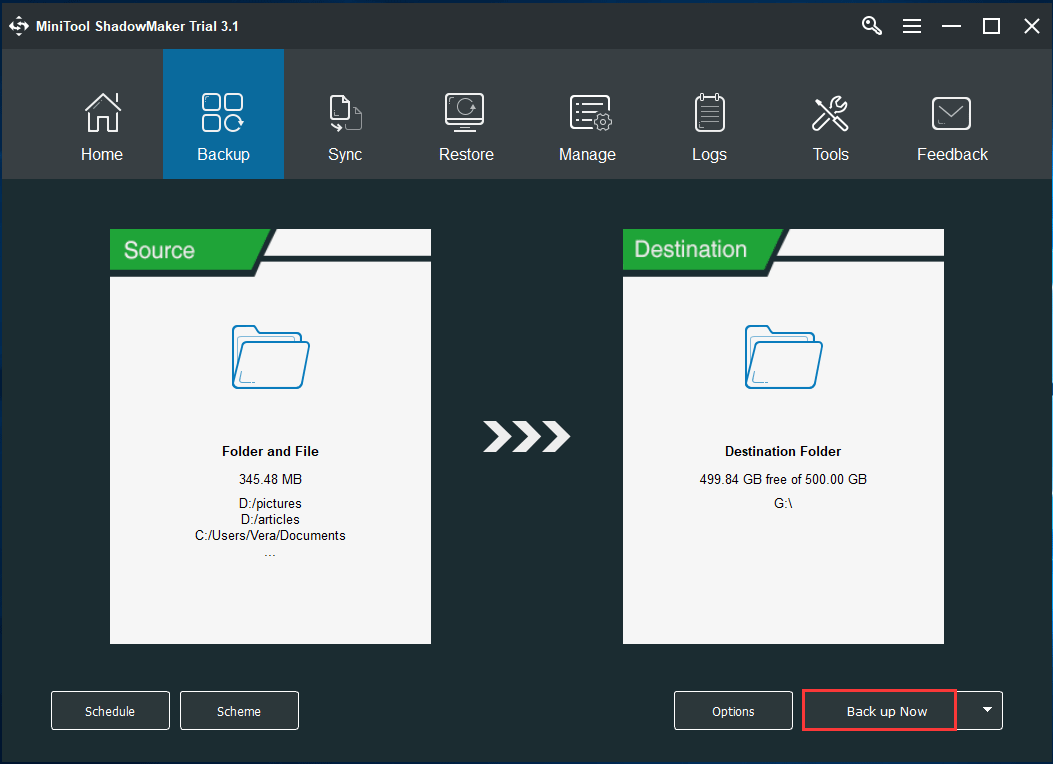 fazer backup de arquivos com MiniTool ShadowMaker