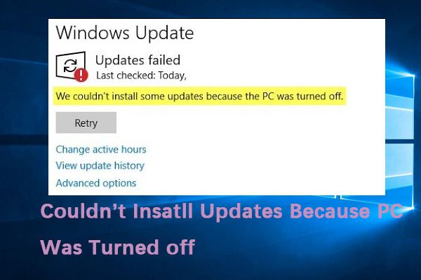 Não foi possível instalar algumas atualizações porque o PC estava desligado
