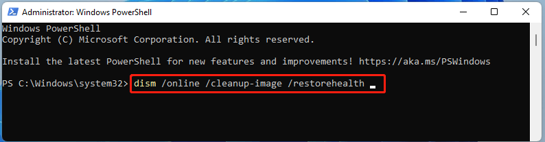 dism /онлайн /cleanup-image /restorehealth