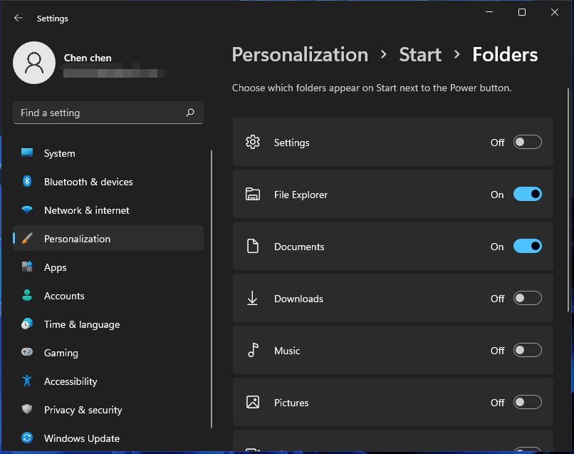 добавить папки в меню «Пуск» Windows 11