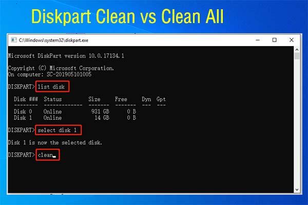 Diskpart Clean vs Clean All: escolha uma maneira de limpar discos