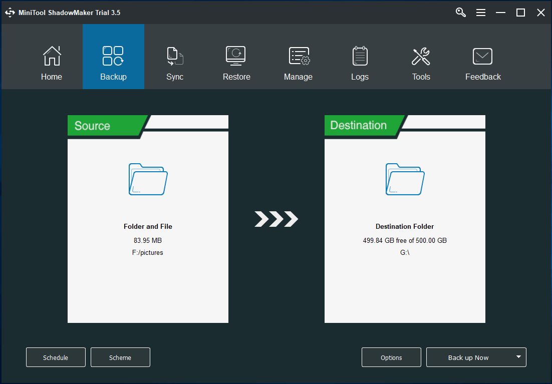 MiniTool ShadowMaker sauvegarde les fichiers