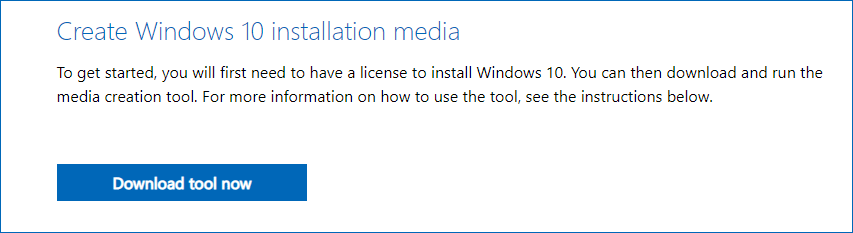 baixe a ferramenta de criação de mídia do Windows 10