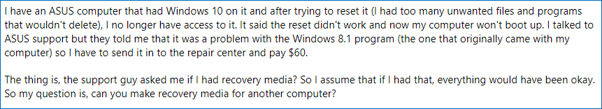 A unidade de recuperação USB do Windows 10 é útil