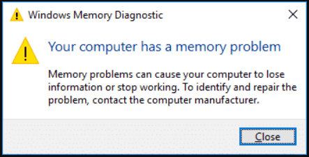 seu computador tem um problema de memória Windows 10