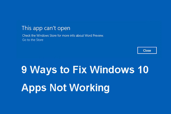 Les applications Windows 10 ne fonctionnent pas