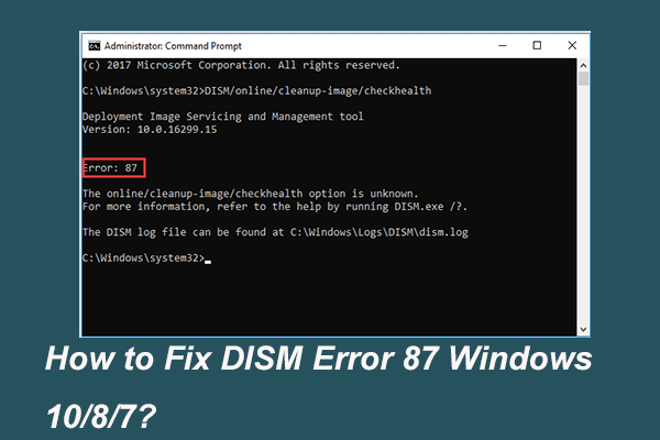 6 soluções para erro DISM 87 Windows 10/8/7