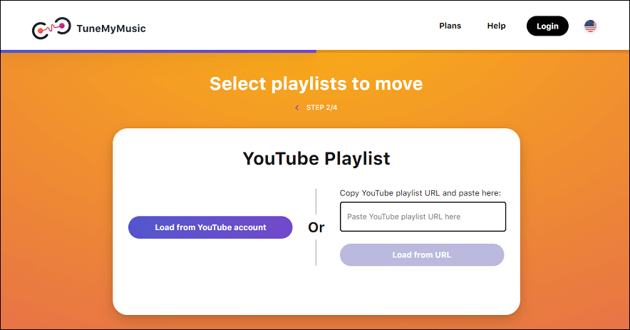 copie e cole o URL da lista de reprodução do YouTube