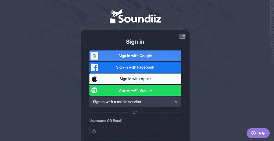 faça login no Soundiiz