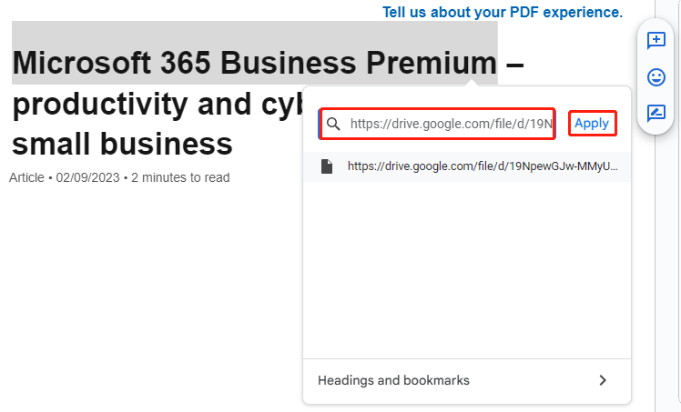 insira PDF no Google Doc como um link