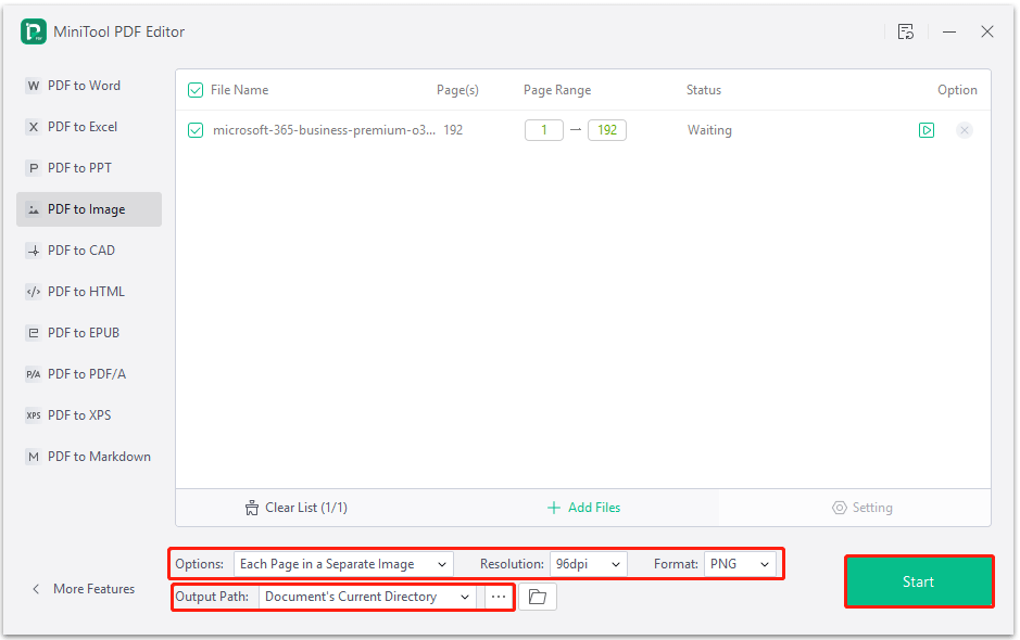 konverter PDF til billede med MiniTool PDF Editor