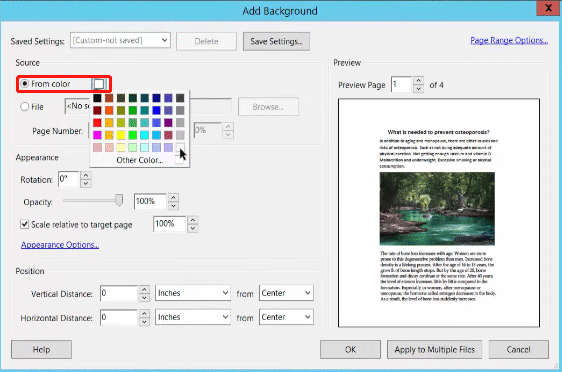 изменить цвет фона PDF