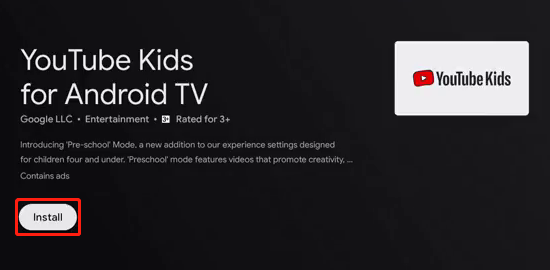 установите приложение YouTube Kids