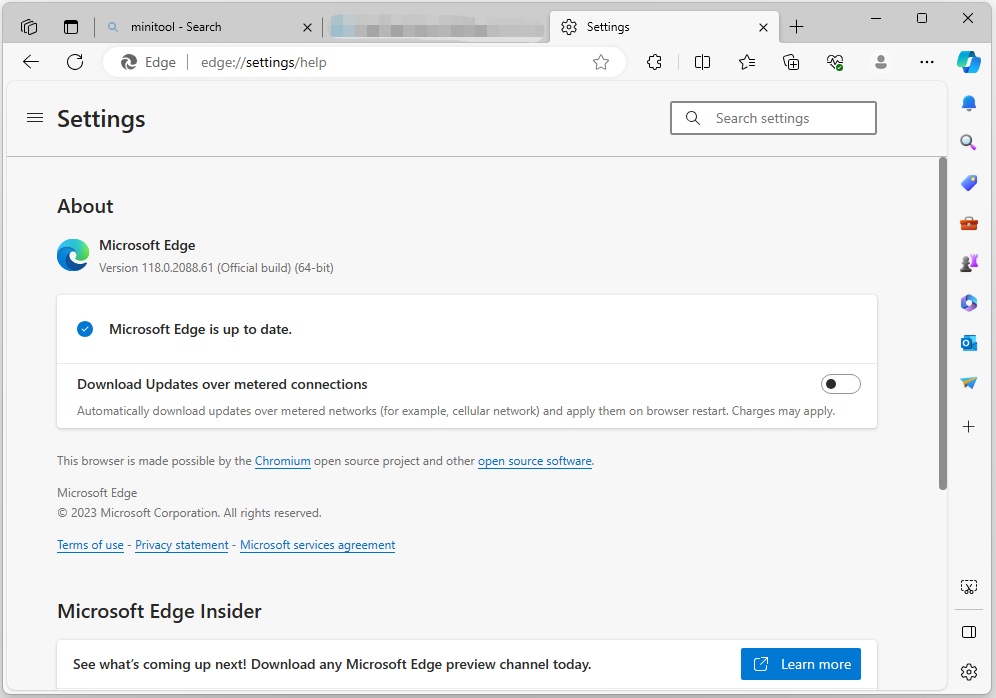 обновить Microsoft Edge