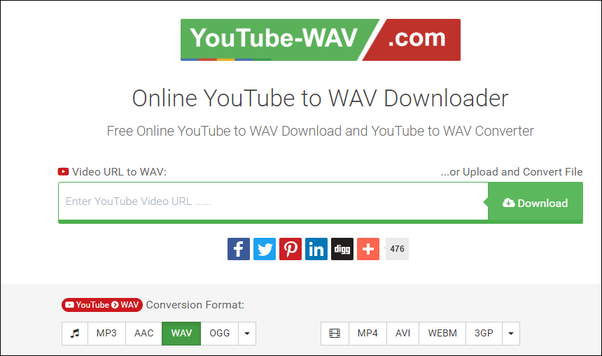 conversor online gratuito de YouTube para WAV