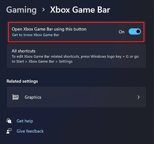 Включить игровую панель Xbox в Windows 11