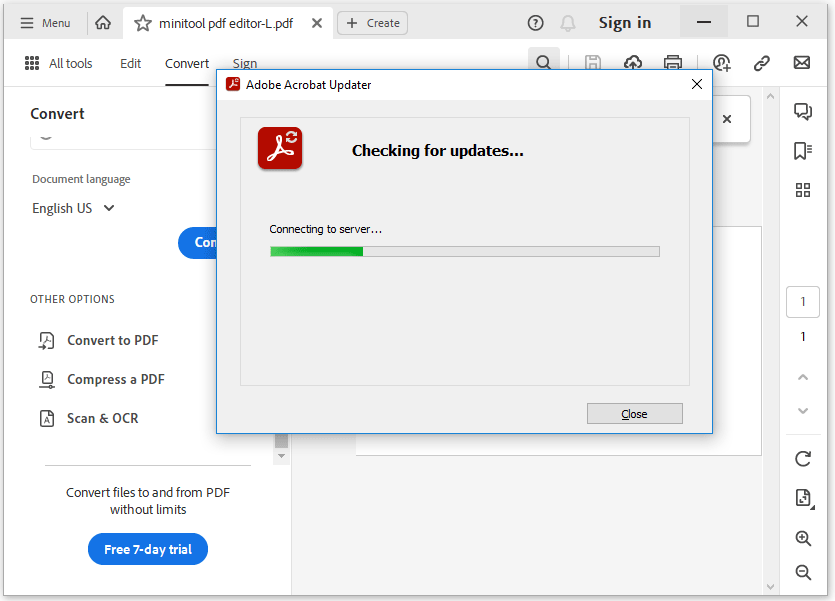 atualize o Adobe Acrobat para a versão mais recente