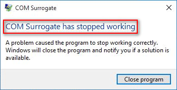 COM Surrogate перестал работать