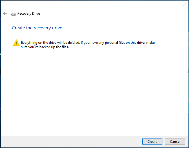 Erstellen Sie das Windows 10-Wiederherstellungslaufwerk