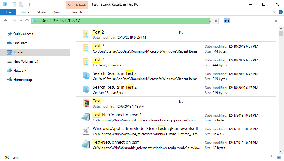 ieškokite failų sistemoje „Windows 10“ naudodami „File Explorer“