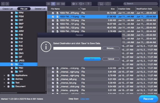 възстановяване на файлове на Mac