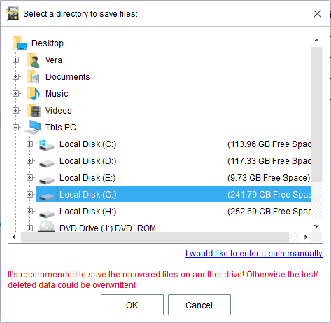 selecione um diretório para salvar os arquivos