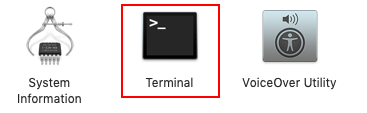 Abra o Terminal no Finder