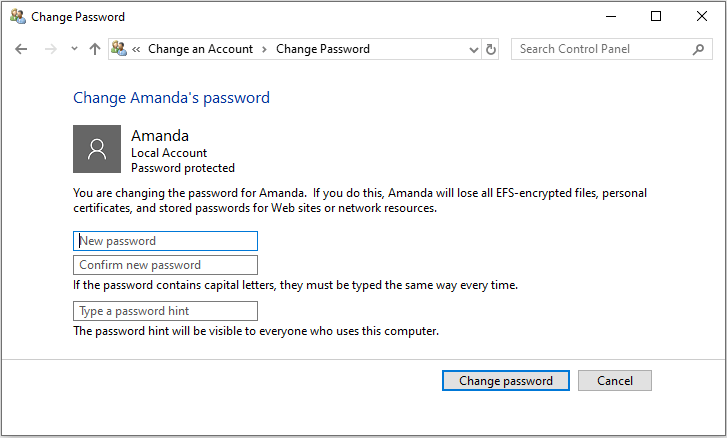 установить новый пароль