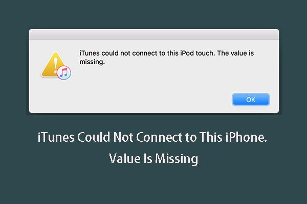 O iTunes não conseguiu se conectar a este iPhone. O valor está faltando