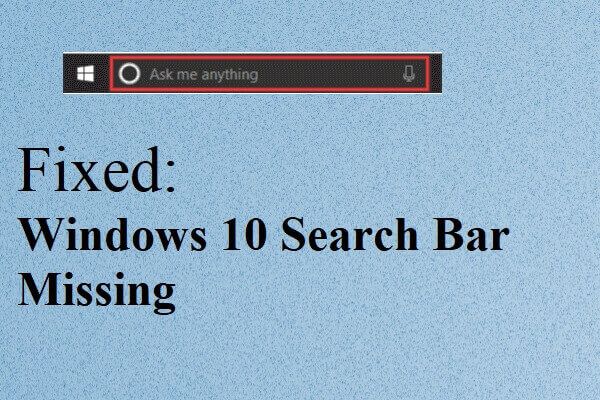 miniatura da barra de pesquisa do windows 10 ausente