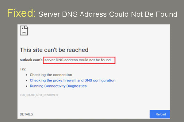 O endereço DNS não foi encontrado