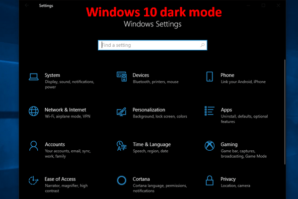 включить эскиз темного режима Windows 10
