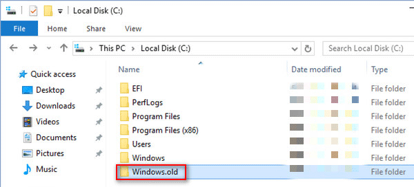Папка Windows.old в Windows 10
