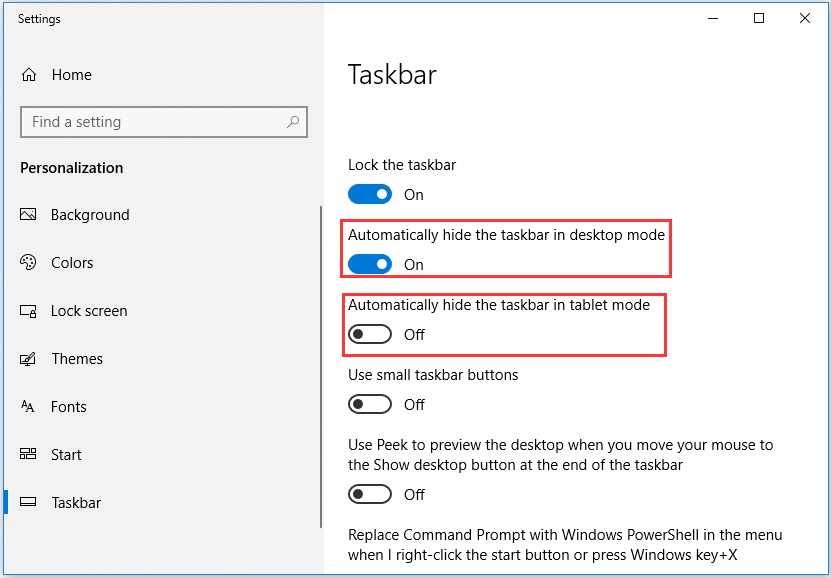 verifique as configurações da barra de tarefas do Windows