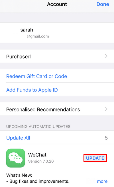 Update im App Store