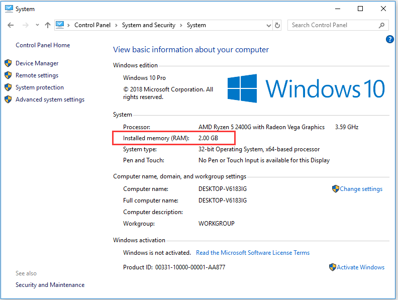 Windows 10 bilgisayar RAM