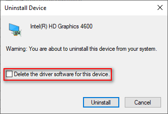 Exclua o software do driver para este dispositivo