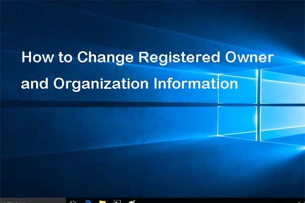 alterar o proprietário registrado e as informações da organização
