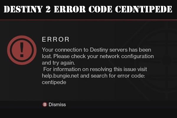 Destiny 2 código de erro Centipede