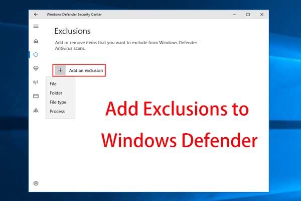 Exclusões do Windows Defender