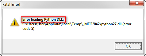 Ошибка при загрузке Python DLL