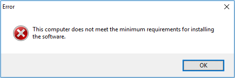 Este computador não atende aos requisitos mínimos para instalação do software
