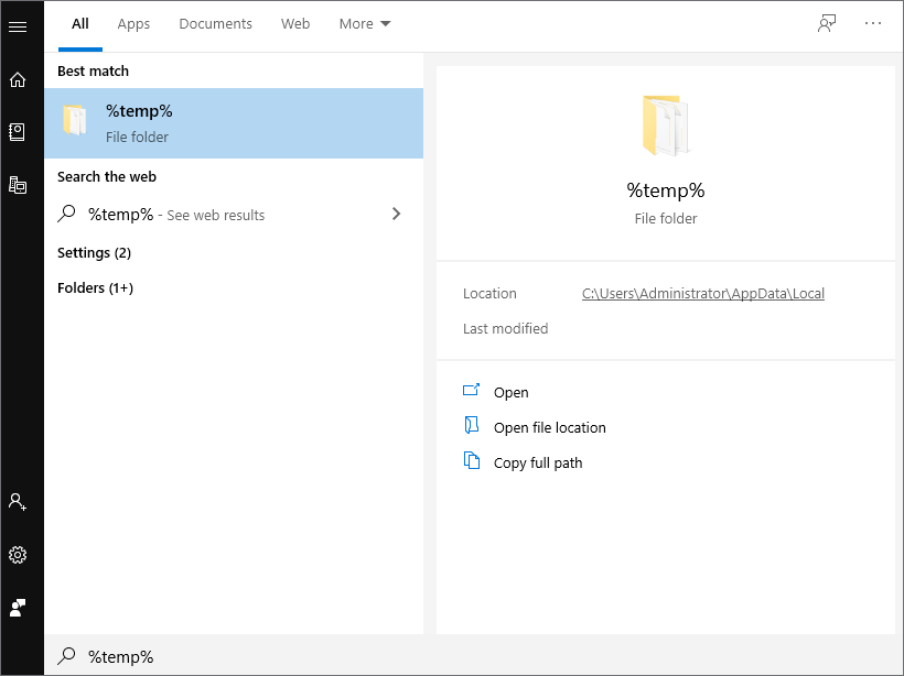 как просматривать временные файлы в Windows 10